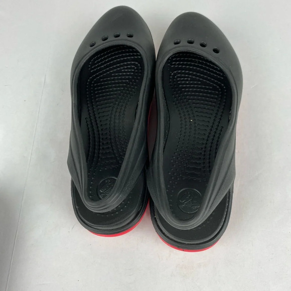 Crocs Womens 5 Black Pink Tone Skylar Slingback Flat Comfort Shoe - Picture 2 of 6